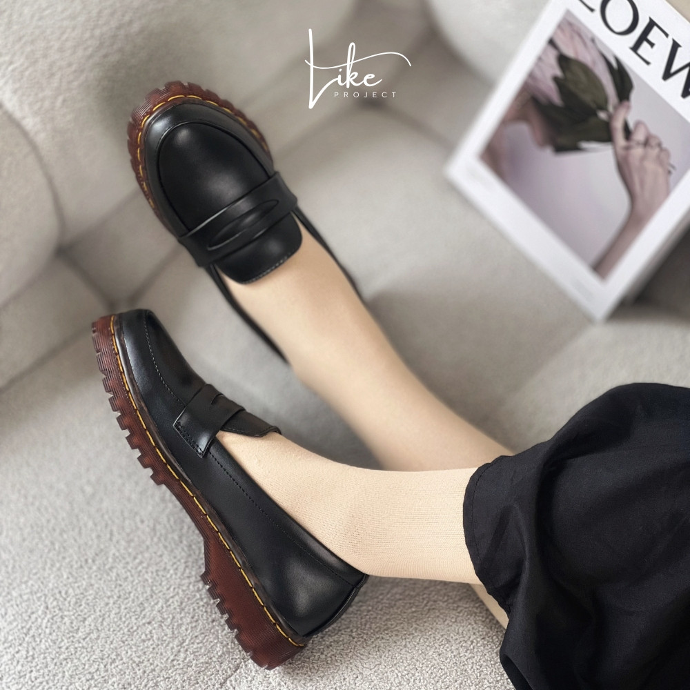 Lalaki x Like Project Sepatu Loafers Wanita –  LIVIA SHOES BLACK Ringan, Nyaman, Anti Selip, Ukuran 