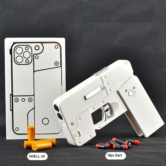 iphone toy gun Soft Bullet Toy Iphone Shell Ejecting Folding, - Putih