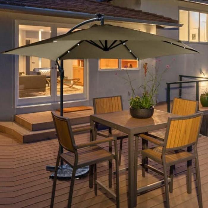 Soleil Banana Payung Taman Dengan Lampu Led - Krem