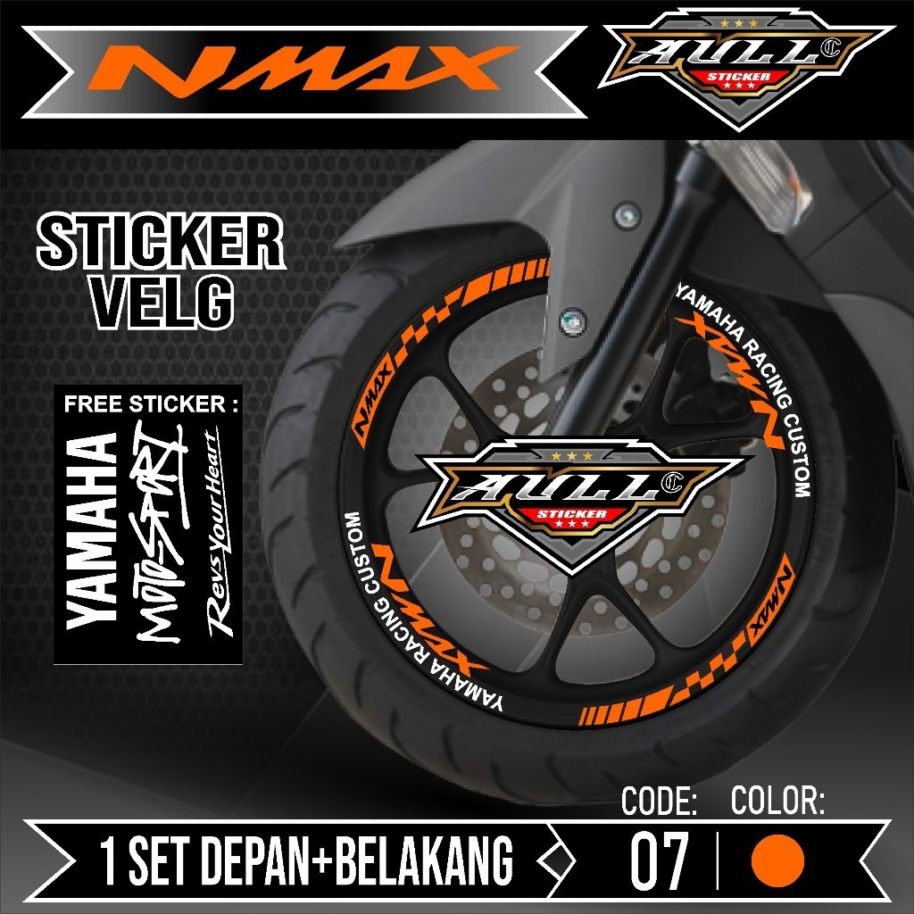 Sticker Velg Nmax Cutting Velg Motor Yamaha NMAX Old List Stiker Cutting Velk Ban Variasi Set Depan 