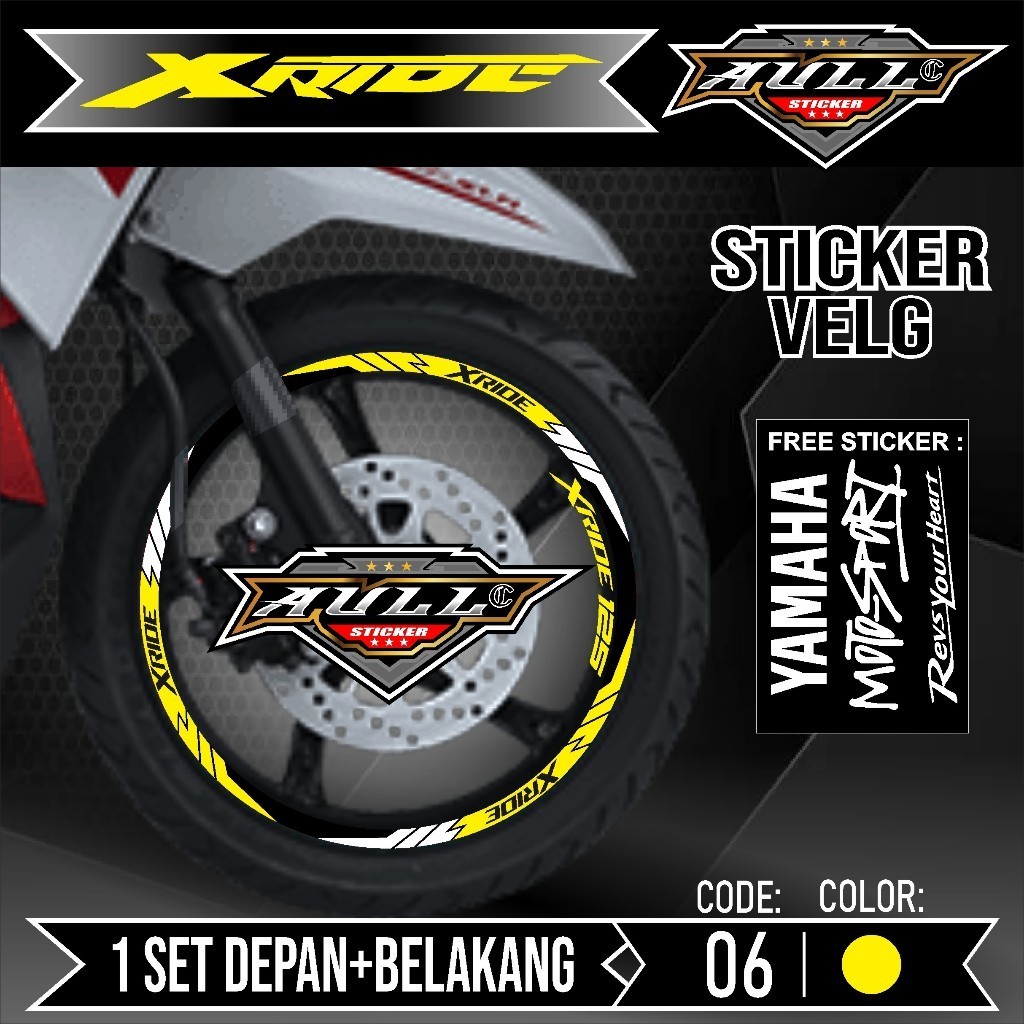 Stiker Velg XRIDE Cutting Velk Motor Yamaha XRIDE List Sticker Velk Ban Variasi Lengkap Set Depan Be