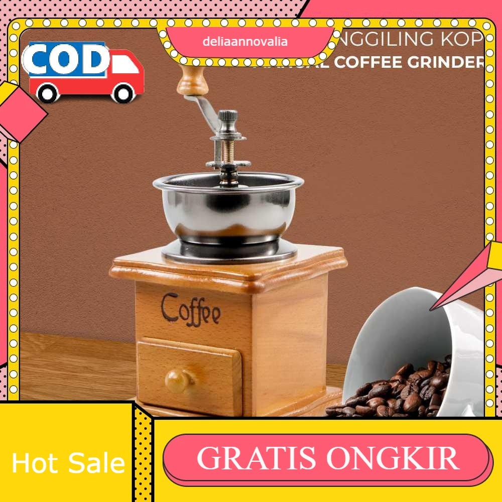 Gilingan Kopi Putar Manual Jadul Klasik Keramik Coffee Grinder Penggiling Biji Coffe Bubuk Halus