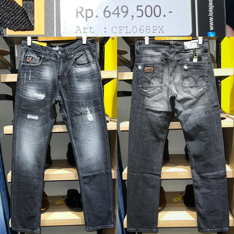 Celana Lois Sobek Original Terbaru Slimfit Abu (068PX)