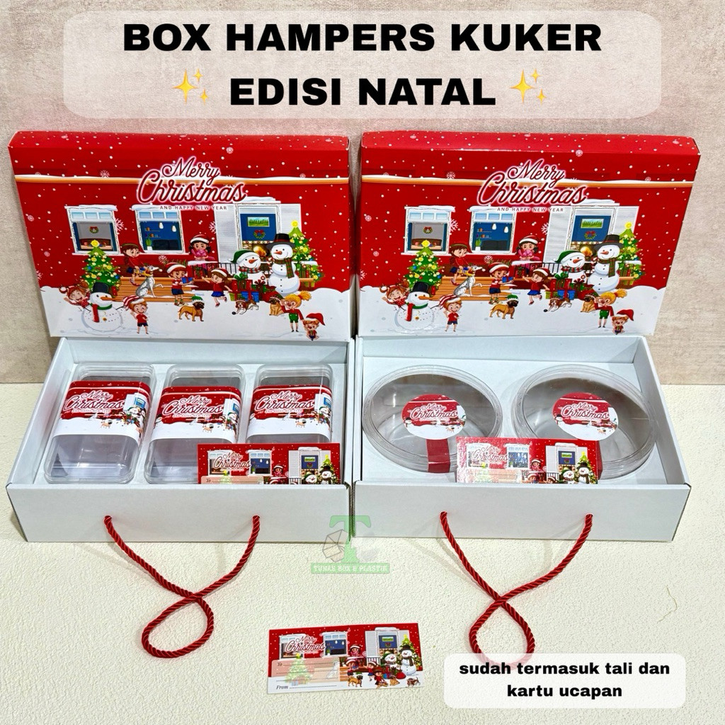 Dus Kue kering Natal | Dus Kuker Motif Natal Christmas Box Sekat Kue kering tema Natal 2-3 toples | 