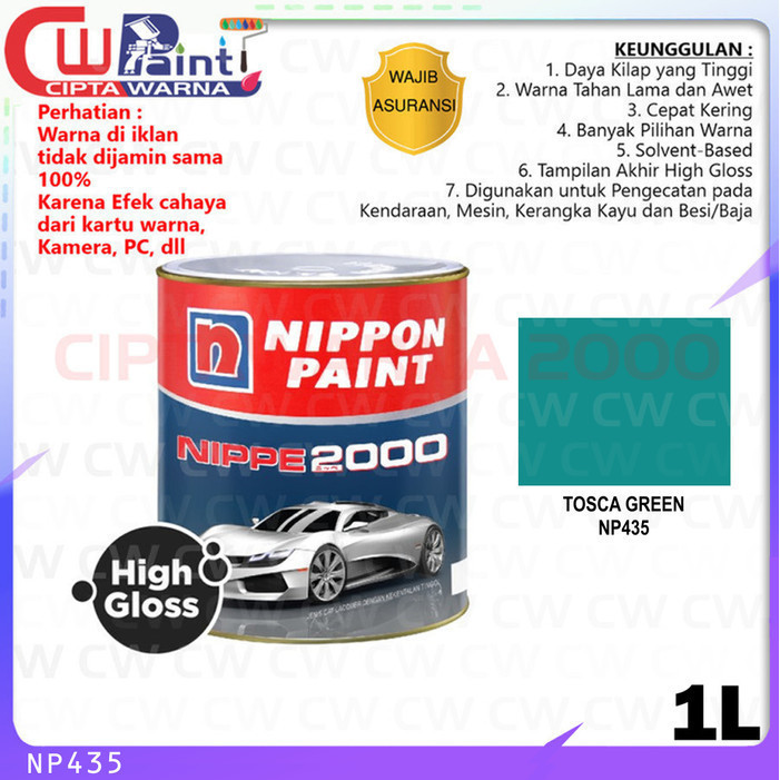 Cat Kendaraan Nippe 2000 NC Duco Minyak Besi Kayu Tosca Green Hijau NP 435 - NIPSEA - A3 CWS