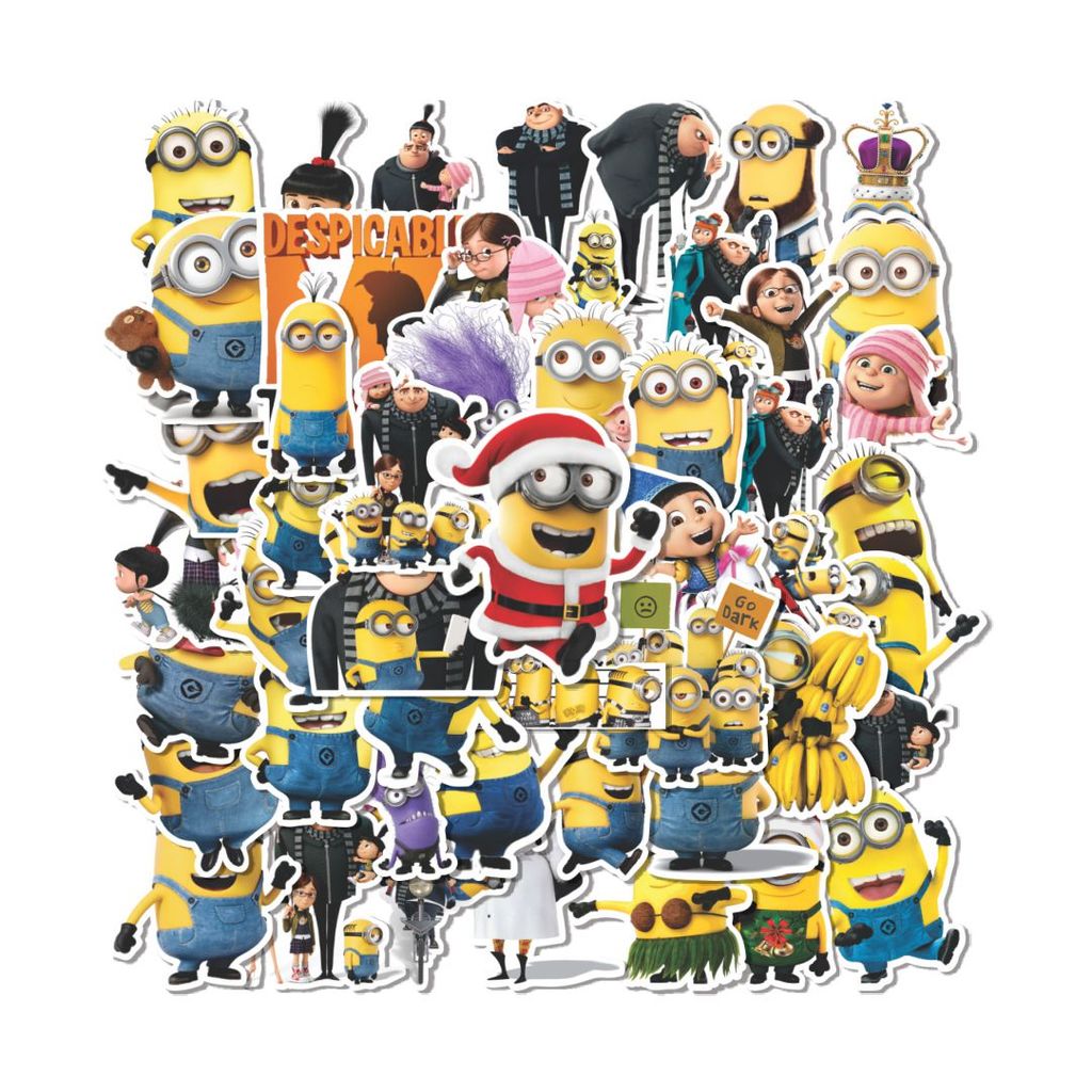 COD 50 PCS Stiker  Despicable Me Minions 2 Stiker Tahan Air – Ideal untuk Melindungi dan Mendekorasi