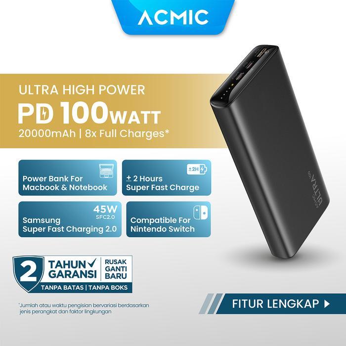 Boo Phone ACMIC ULTRA 20000mAh Powerbank 100W Type C Super Fast Charging Laptop - ULTRA 100 WATT, PO