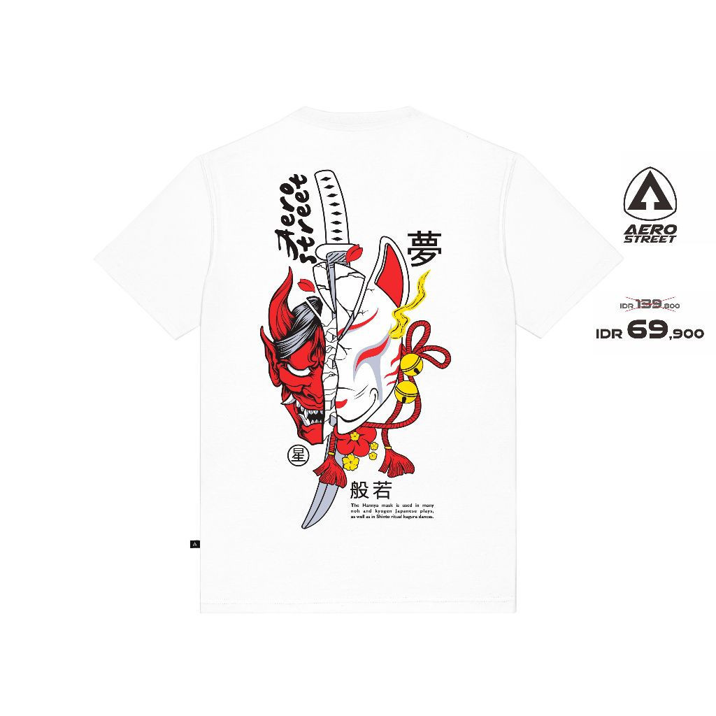 .Mode T Shirt Hannya Kitsune Putih Kaos T-Shirt Tshirt ABDAA