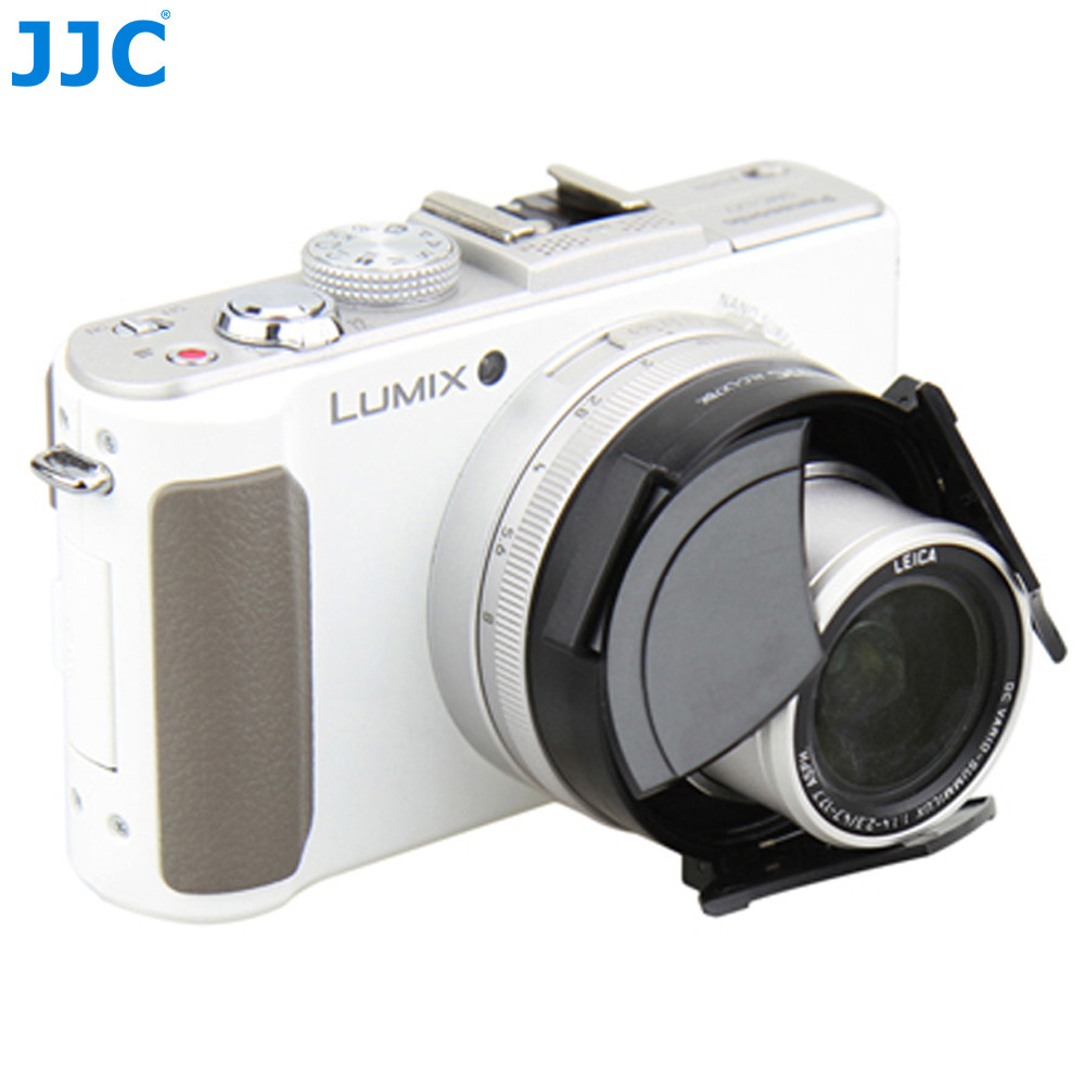 JJC Camera Auto Lens Cap for ONIC DMC-LX7/Leica D-Lux6 Black Silver Self-Retaining Automatic Protect
