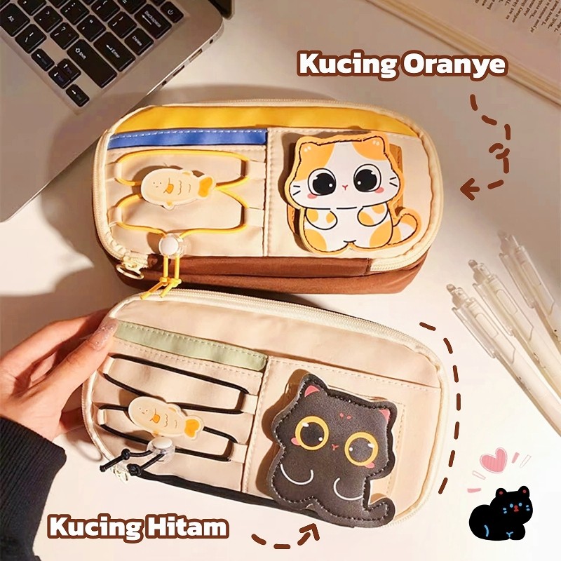 Tempat Pensil Gaya Korea / Tempat Pensil Kucing / Tempat Pensil Buah / Tempat Pensil Berkapasitas Be