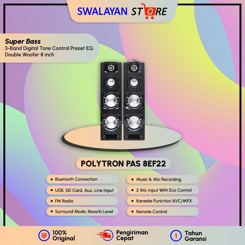SPEAKER POLYTRON AKTIF SPEAKER PAS 8EF22 8 INCH BLUETOOTH SPEAKER,KARAOKE
