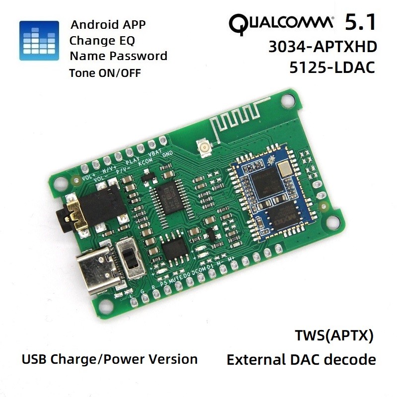 APP name change password EQ Bluetooth 51 Qualcomm QCC5124 LDAC QCC5125 APTXHD QCC3034 pair box TWS d