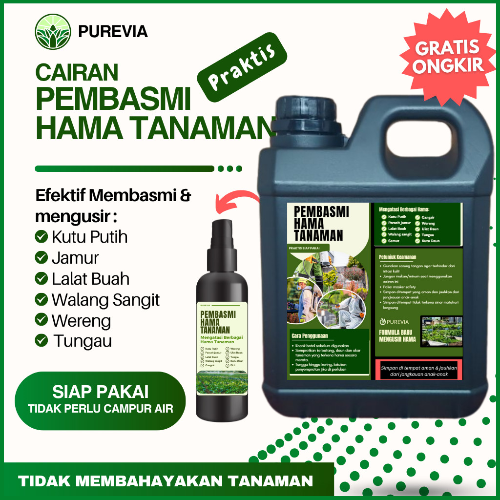 OBAT HAMA TANAMAN 1LITER (Free 250 Ml) KUTU PUTIH | HAMA DAUN | ULAT BULU