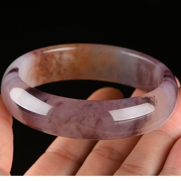 Gelang giok bunga ungu giok sutra emas alami