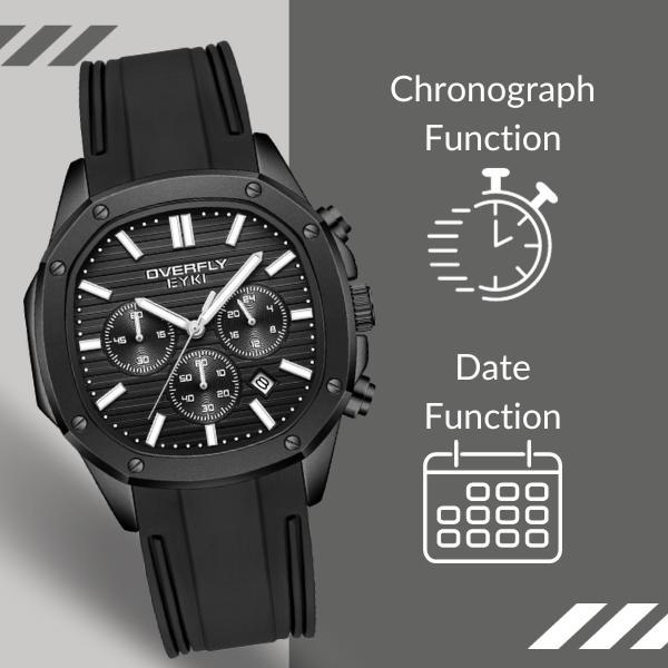 EYKI Jam Tangan Pria Silicon Hitam Chrono Terbaru Sport E3206L