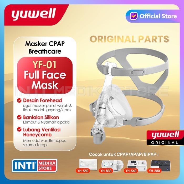 YUWELL - FULL FACE Mask CPAP BiPAP Sleep Apnea | Masker Wajah YF01 YF02 - Full Mask, M