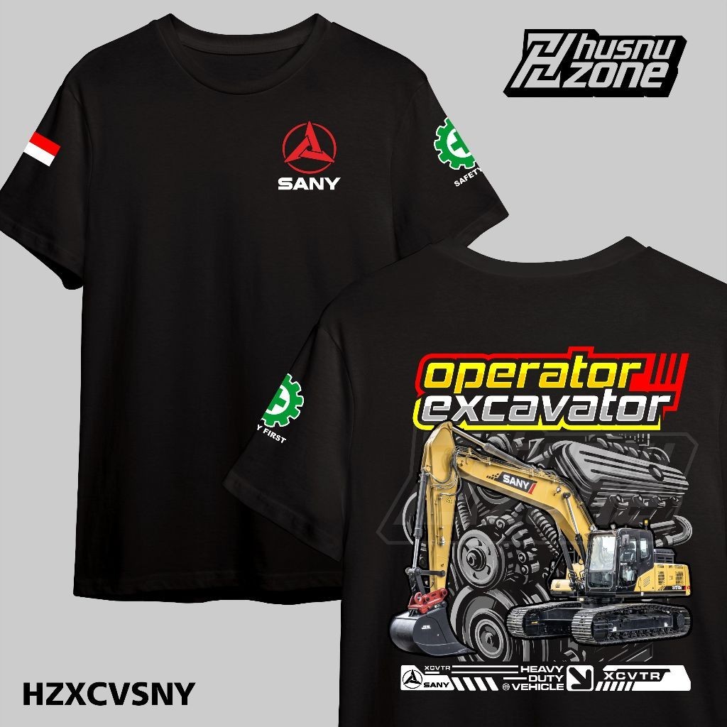 Kaos Baju Operator Excavator Sany Cotton Combed 24s