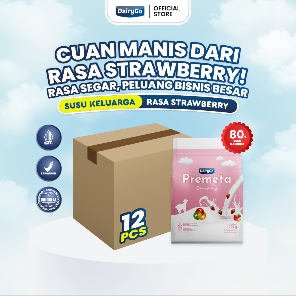 Susu Kambing Etawa Bubuk 1kg Untuk Tumbuh Kembang Anak - Rasa Strawberry - Paket Reseller