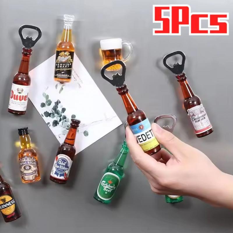 1/3/5Pcs Pembuka Botol Bir Pembuka Botol Bar Restoran Stiker Kulkas 3D Aksesori Anggur Alat Dapur