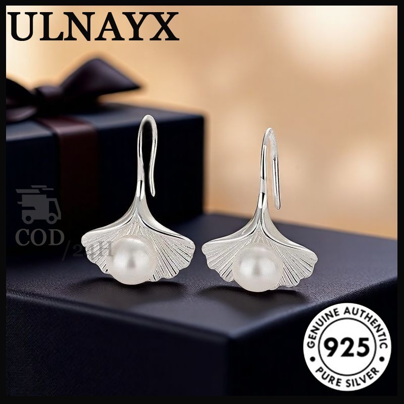 Kait Telinga Daun Ginkgo Mutiara Cangkang 6mm