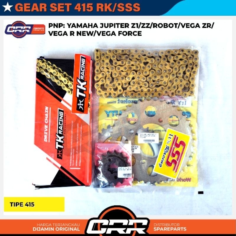 Gear Set Girset SSS 415 Vega ZR Jupiter Z1 ZZ Robot Ukuran Depan 13/14/15 Belakang 36/37/38/39/40/41