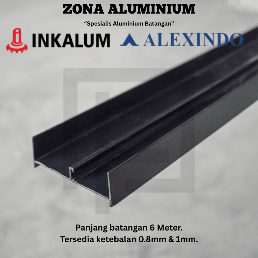 INKALUM ALEXINDO Aluminium Batangan 039 Rel Samping untuk Sliding Window