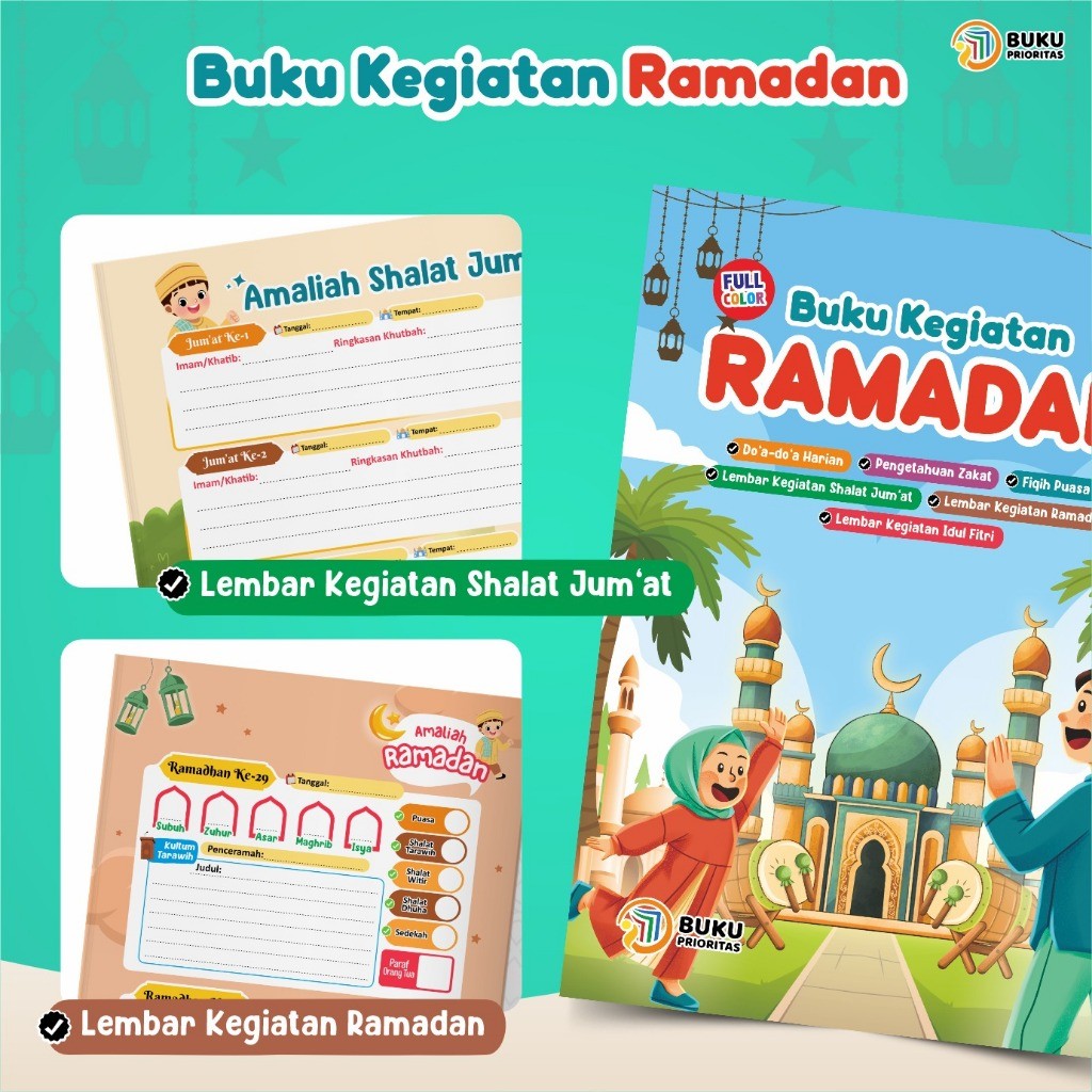 Buku Agenda Ramadhan 2026 Kegiatan Bulan Puasa Anak Sekolah PAUD TK SD MI Berwarna