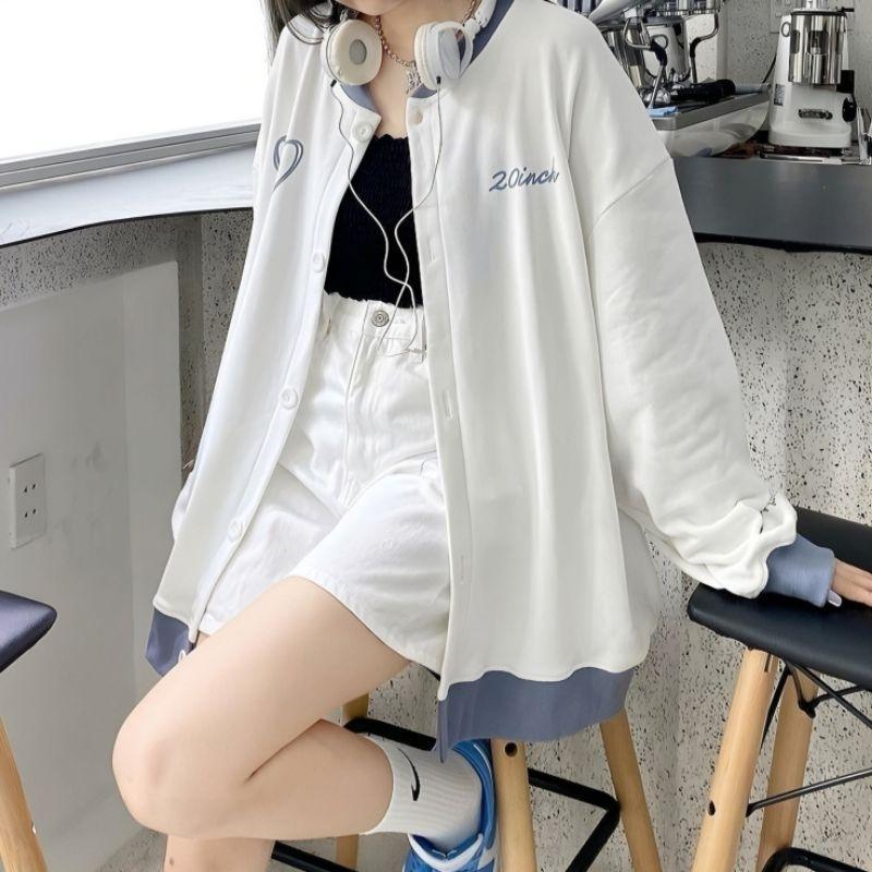 Jaket - Kardigan ( S - 6XL ) Big Size 6XL 5XL 4XL 3XL 2XL XL XXL XXXL Jacket Bomber Bisbol Girl Flee