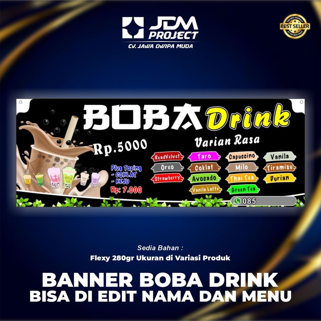 Cetak Kilat - Banner Minuman BOBA, Spanduk Minuman BOBA 160x60cm COD
