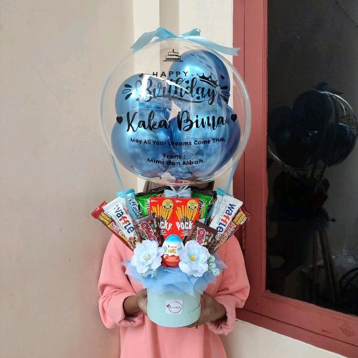 [[PROMO]]Best Buckt Balon Snack Buket Balon Cokelat Bouquet Kado Balon Snackl - Silver, Kinderjoy Gi