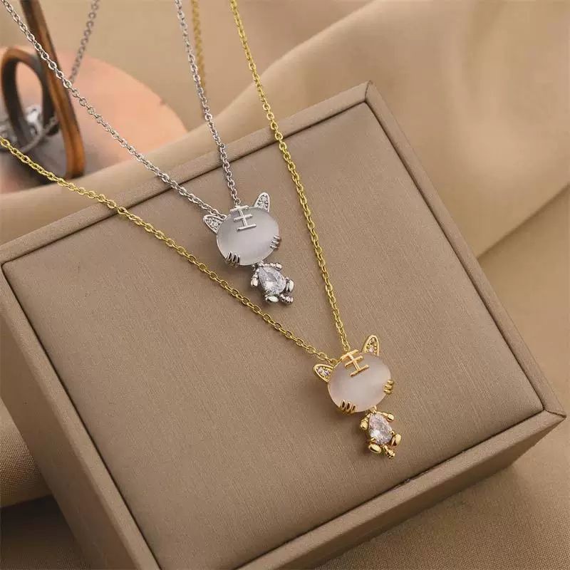 ARTZ kalung titanium kucing putih Bahan Titanium Asli Anti Karat