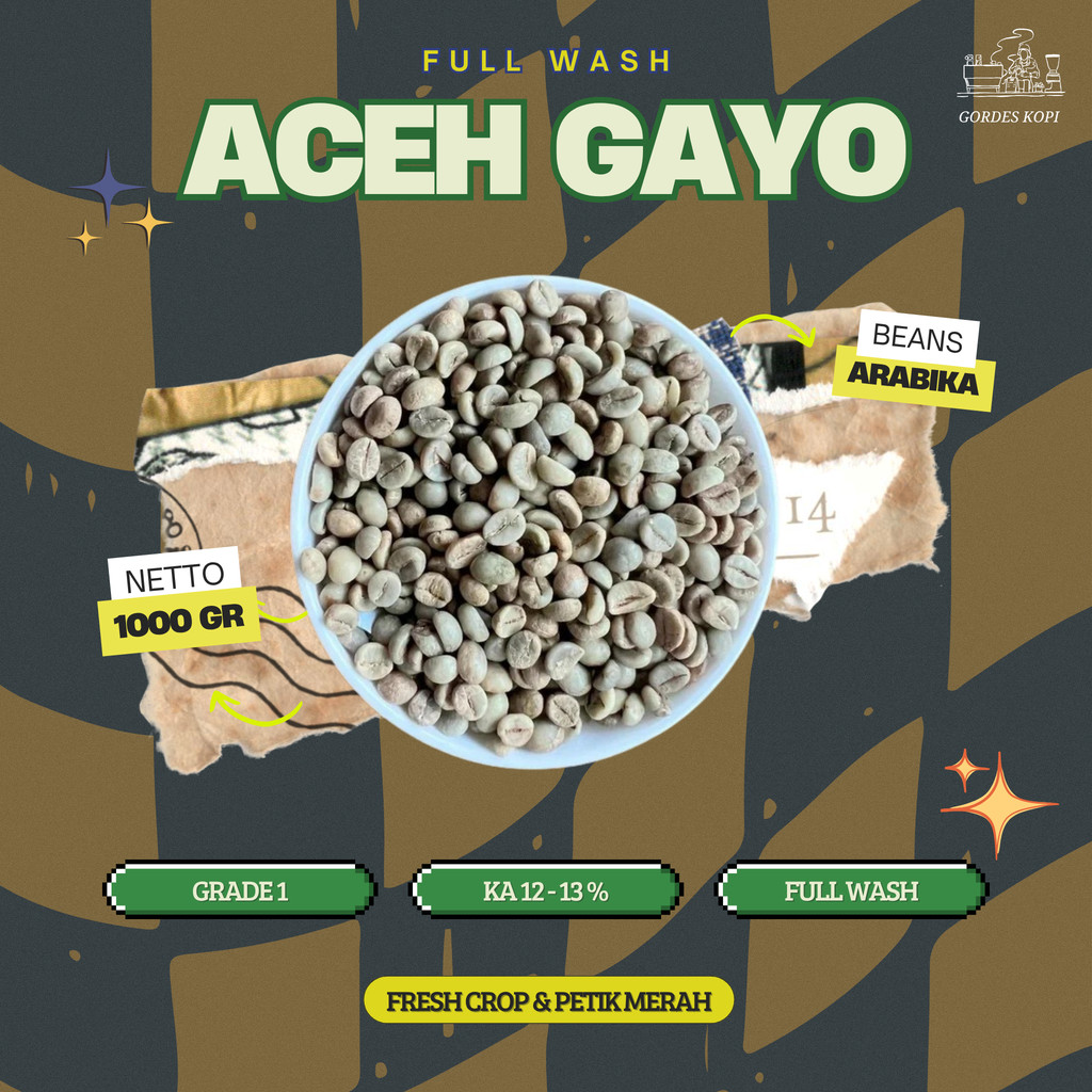 Green Bean Arabika Full Wash Aceh gayo | Biji Kopi Mentah 1Kg
