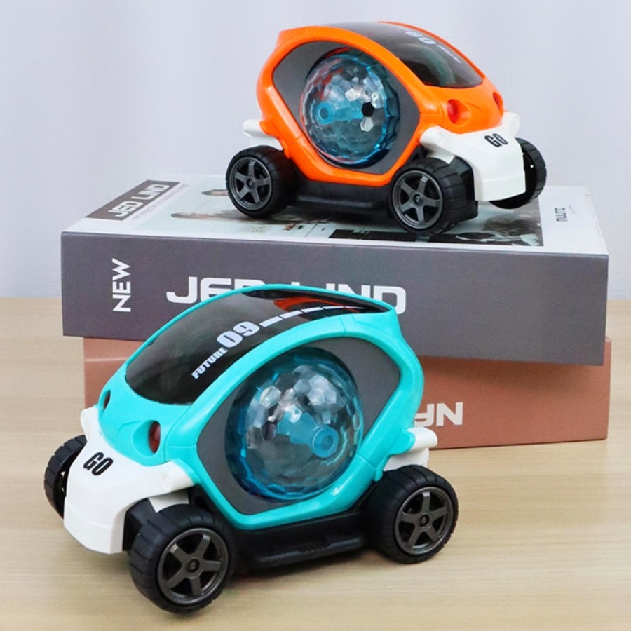 3D rotating luminous music car, automatic special music light toy car. Electric universal rotating c