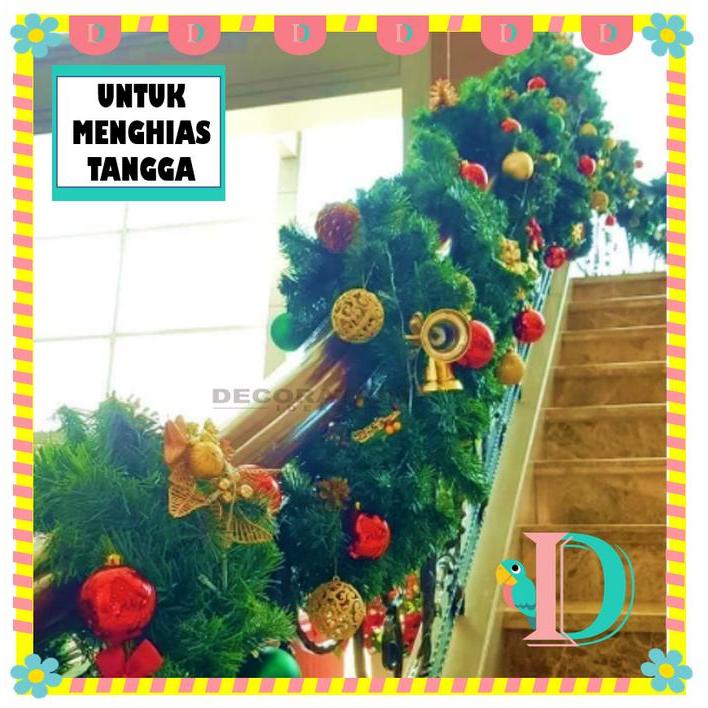Garland Natal Hijau / Aksesoris Pohon Natal - 2 METER PREMIUM Terlaris