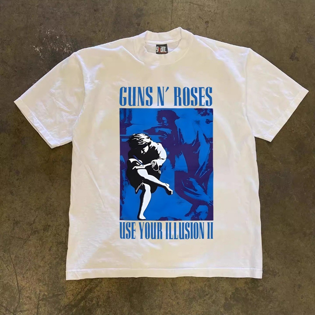 *COD*  Kemeja T-shirt Gaya Korea Oversize GUNSN'ROSES |   Kaos Wanita Putih |   Metallica Kaos pria 