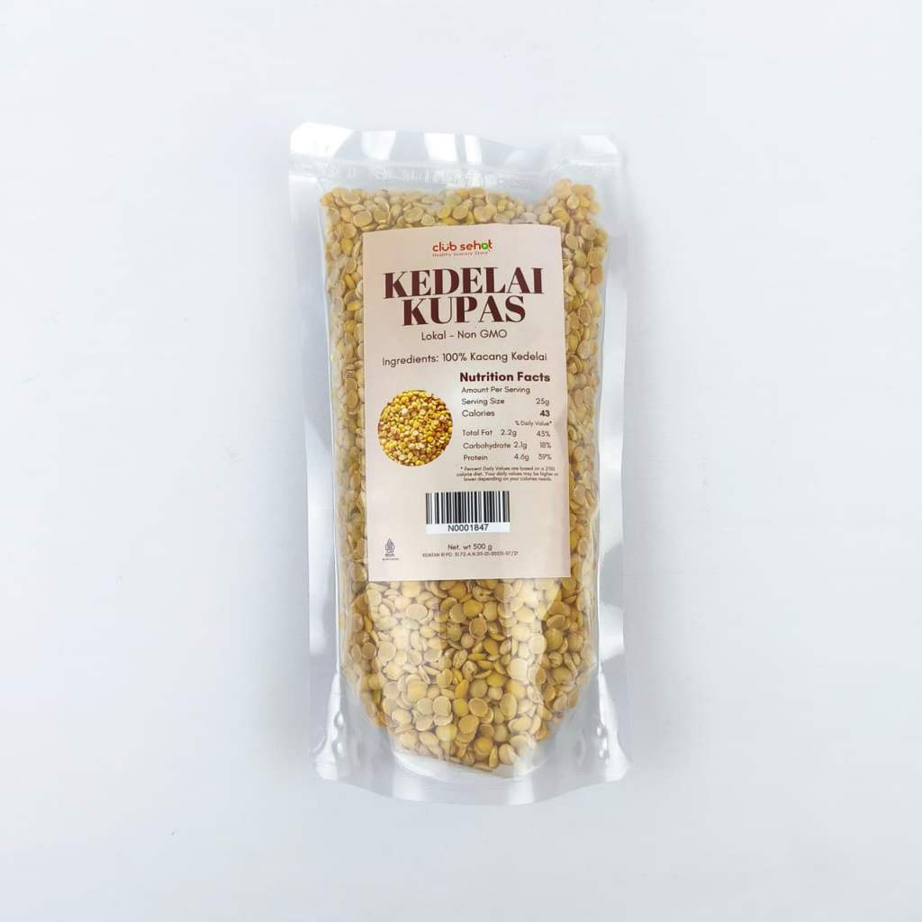 Club Sehat Kedelai Kupas 500gr Kacang Kedelai Kupas Bersih Bahan Tahu & Tempe .