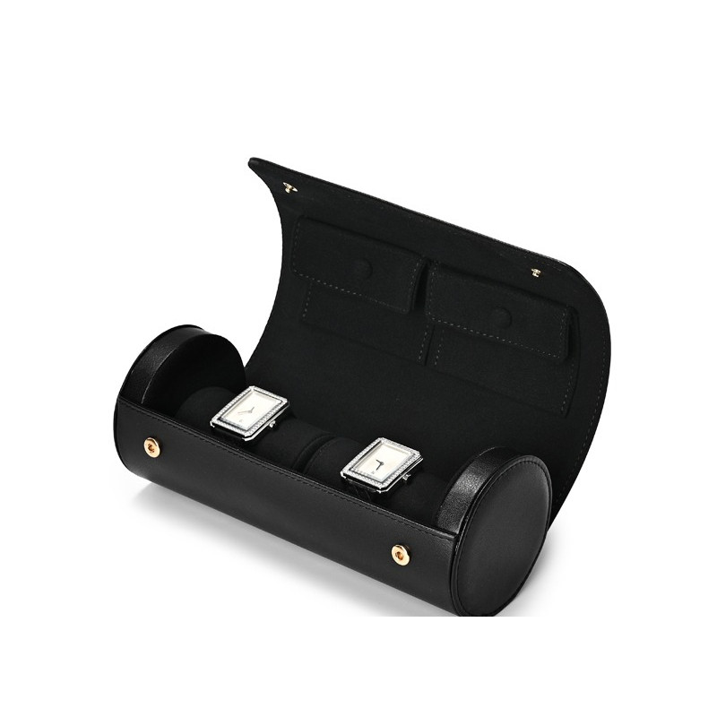 FANXI Watch Box Jewelry Storage Elegant Black Leather Design with Soft Lining Portable Case for Stor