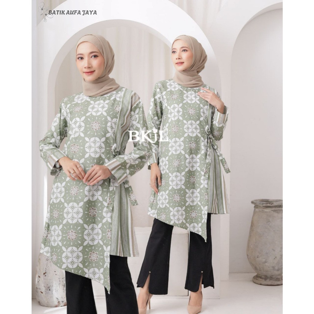 Tunik Batik Kerja Bahan Adem Elegan -Baju Batik Kerja-Tunik Modern-Baju Batik Tunik-Batik Aufa Jaya-