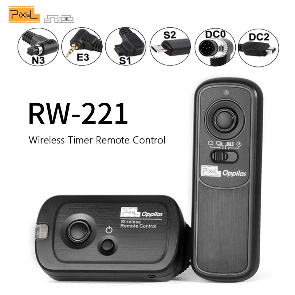 Pixel RW-221 Wireless Shutter Release Timer Remote Control (DC0 DC2 N3 E3 S1 S2) Cable For Canon Nik