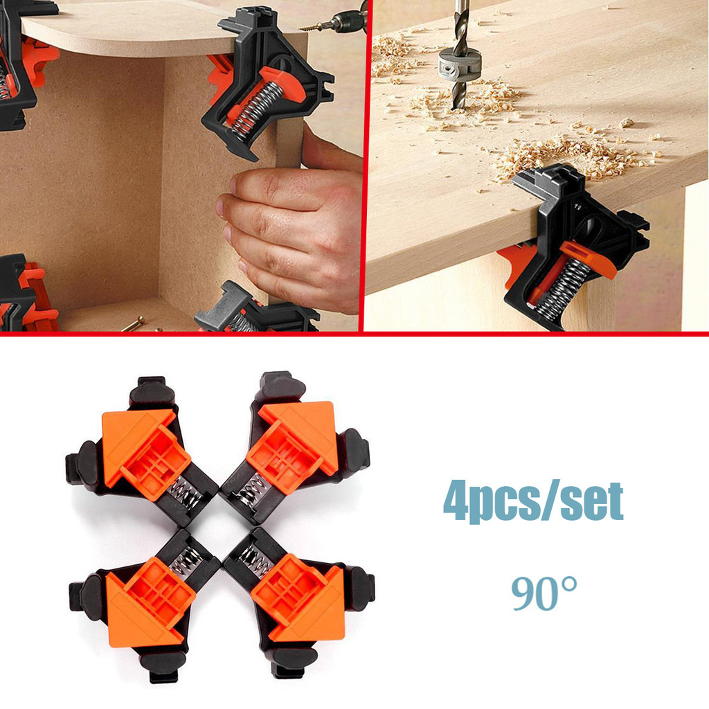 4PCS/Set Penjepit sudut siku-siku untuk pertukangan kayu Pengatur 90° Klip bingkai foto Alat Pertuka
