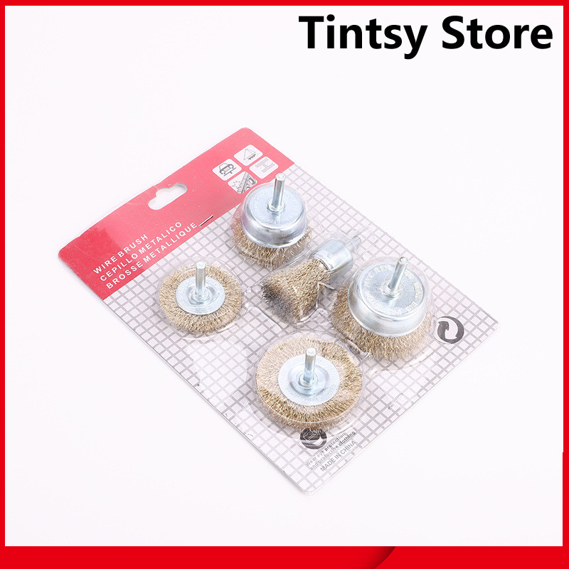 5 Pcs Mata Bor Sikat Kawat Besi Wire Brush Bor Mangkok Mata Bor Kawat Bor Sikat Kawat Kuningan