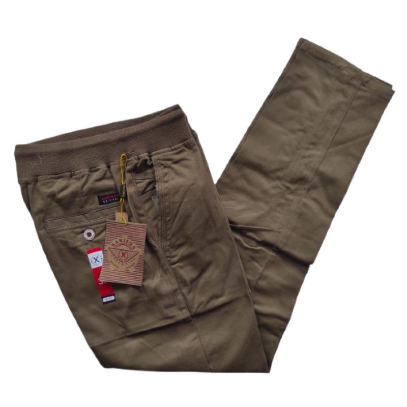 CELANA PANJANG CHINOS PRIA PINGGANG KARET ORIGINAL PREMIUM MERK XANIAGO BIGSIZE