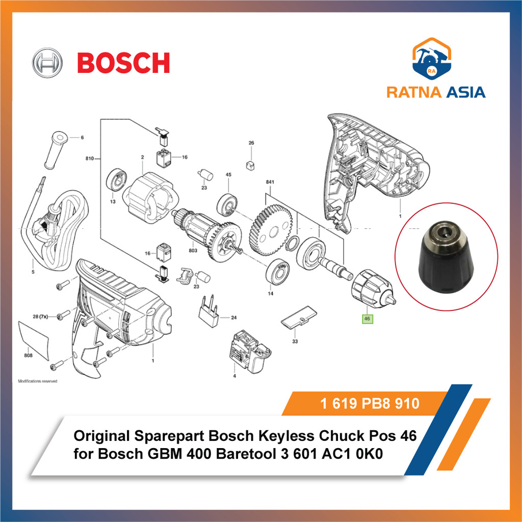 Original Sparepart Bosch Keyless Chuck Pos 46 for Bosch GBM 400