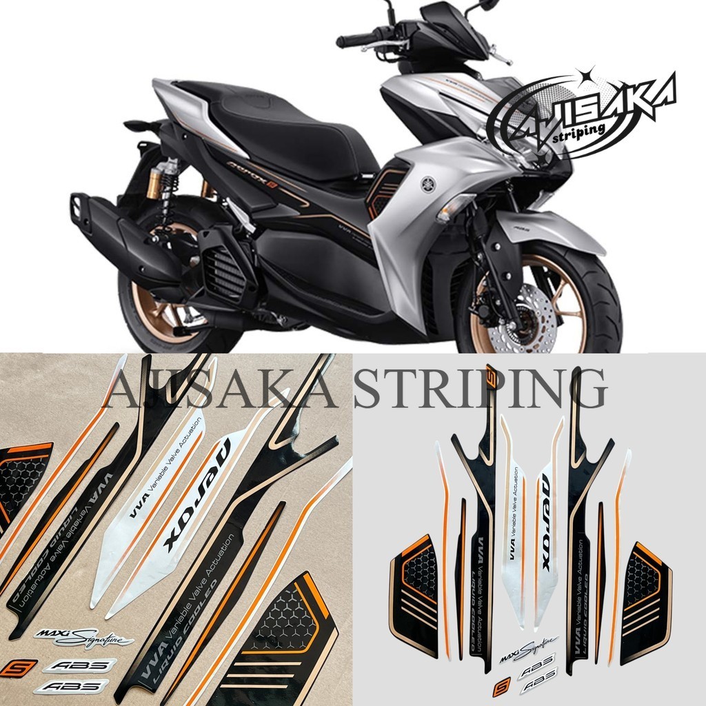 Striping Stiker Motor Yamaha Aerox 155 ABS Connected 2023 Hitam Silver Fullset Berkualitas