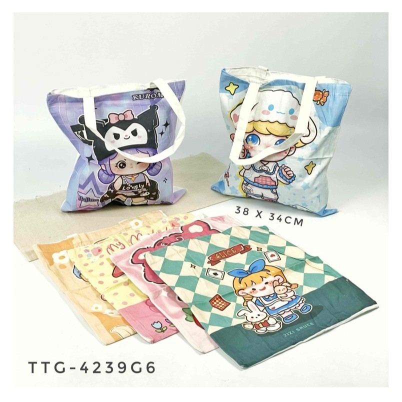 TOTEBAG KARTUN LUCU WANITA TOTEBAG KANVAS KEKINIAN