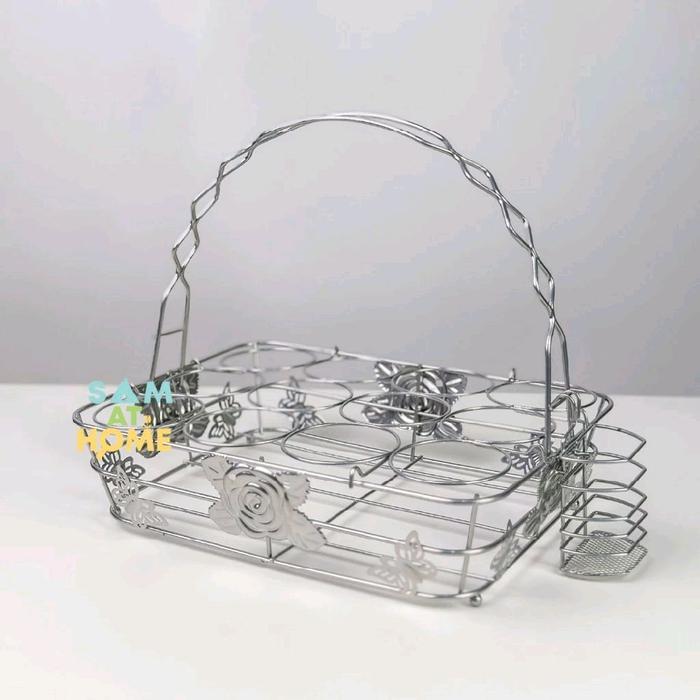Rak Aqua Gelas stainless homelux 12 lubang - Stainless, 16