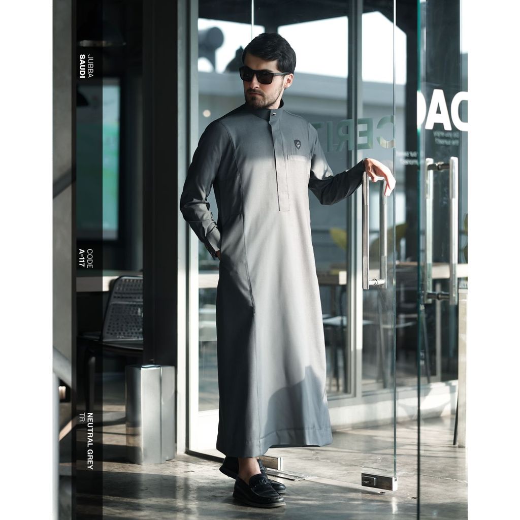 SAMASE - Jubba Saudi Pria Lengan Panjang - Zipper - 05A117 - Special Grey Edition