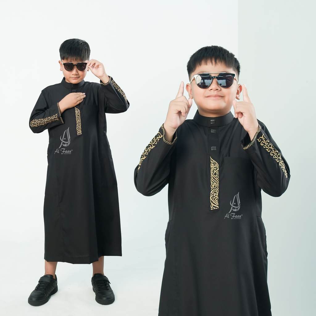 Jubah bordir anak lengan oblong jubah bordir laki laki jubah anak remaja busana muslim anak