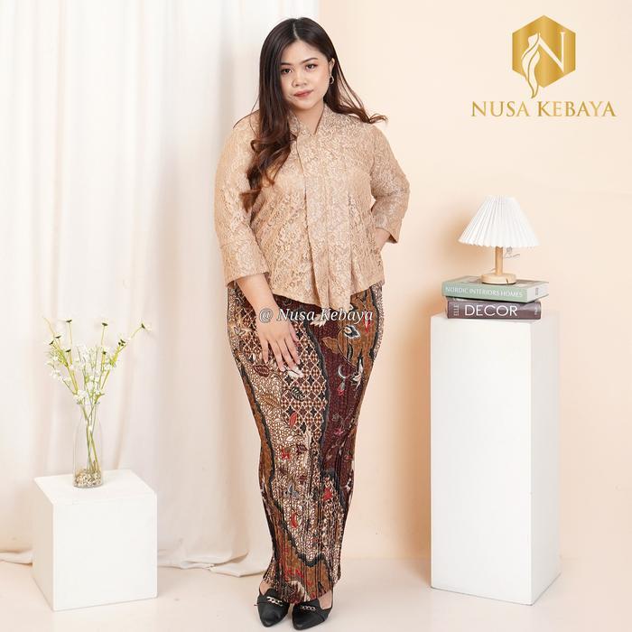Promo Nusa Kebaya Setelan Kebaya Floy Brokat Jumbo LD120-140 Kebaya Floy Big Size Kebaya Kartini Jum