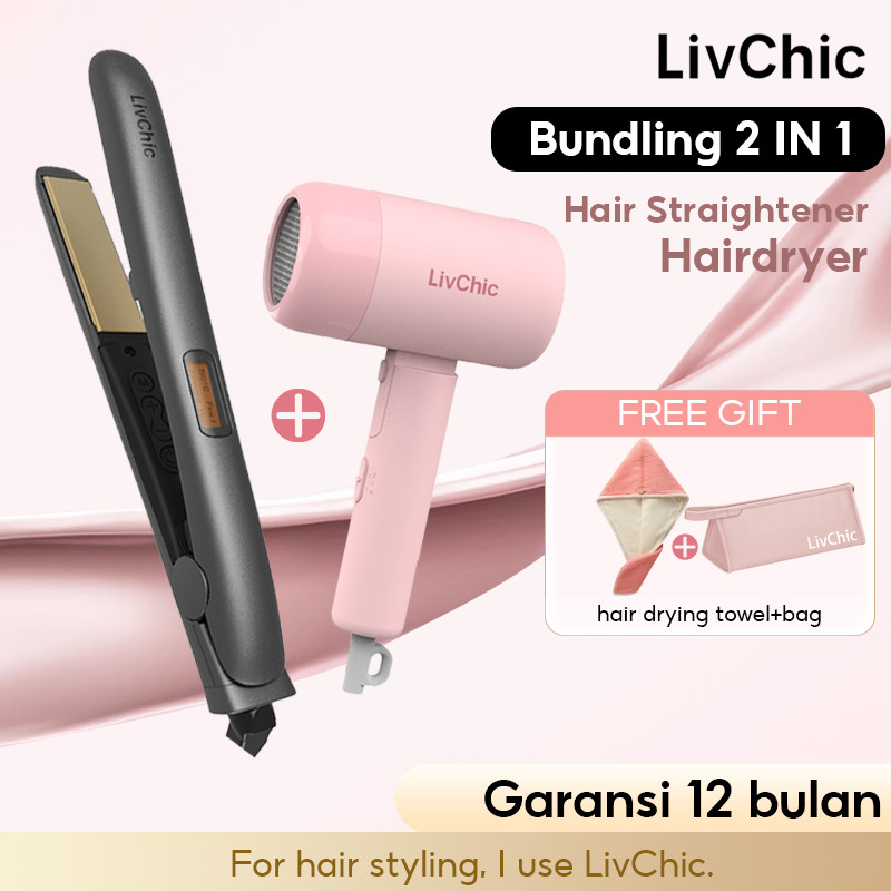 LivChic Official Bundling 2IN1 LS303 Catok Rambut + LD104 Hair Dryer